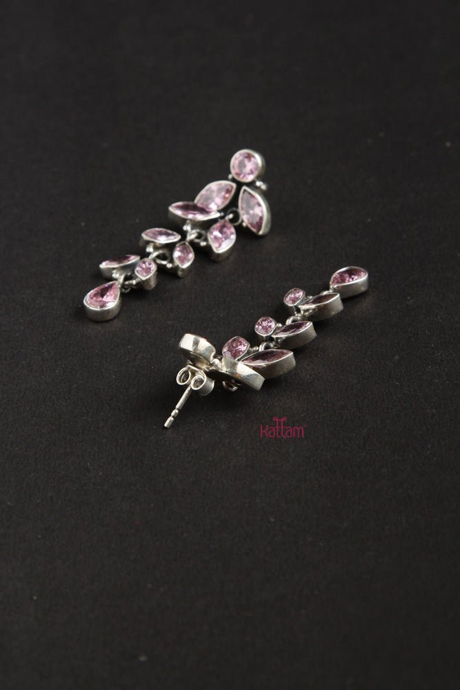 92.5 Silver Pastel Pink Drop Earring - SJE006