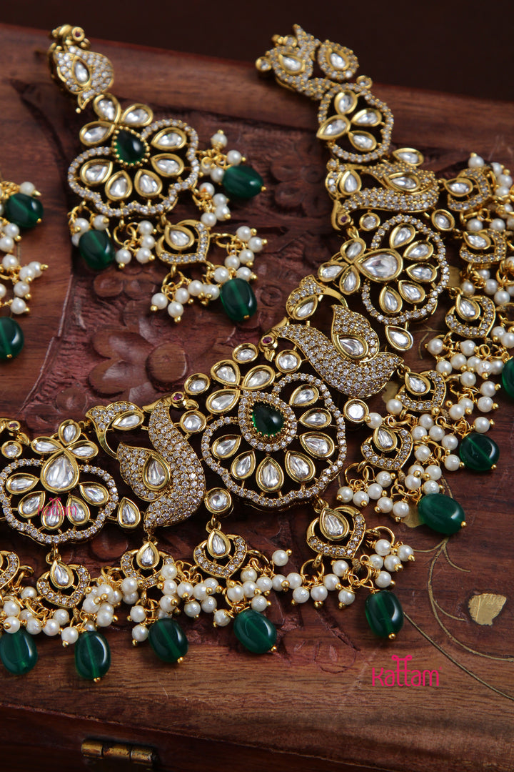 Jasmine - AD Semi Bridal Green Choker