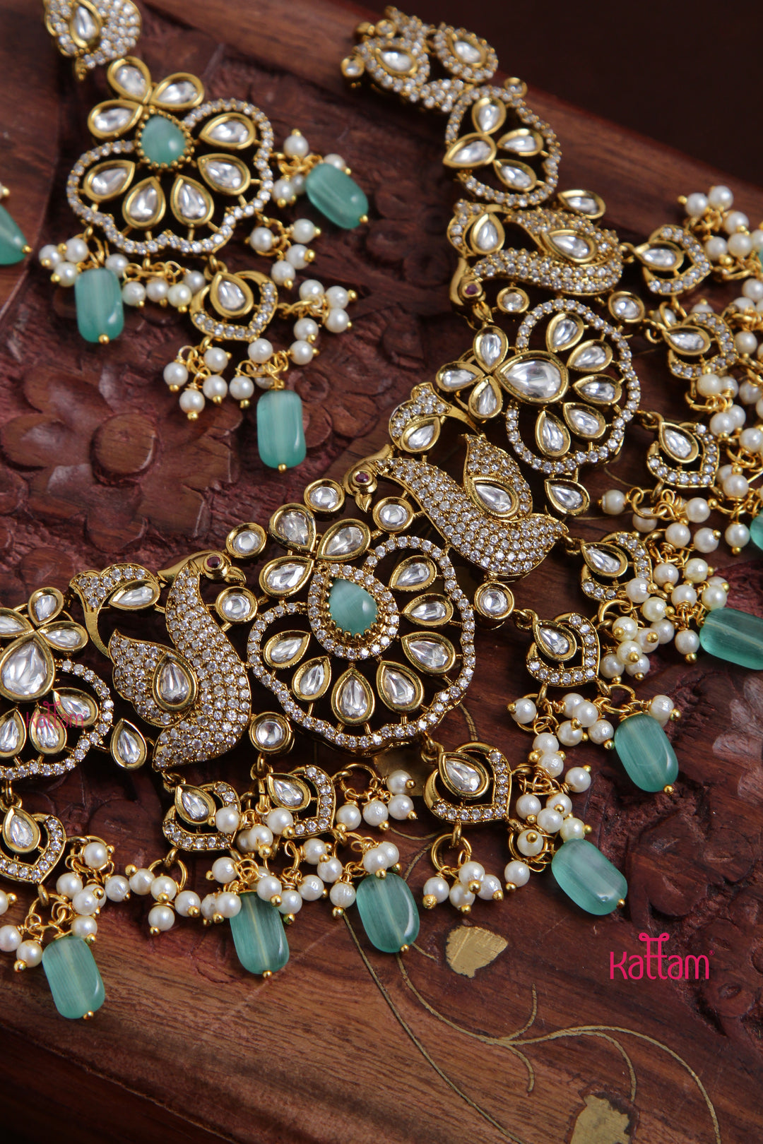 Jasmine - AD Semi Bridal light Green Choker