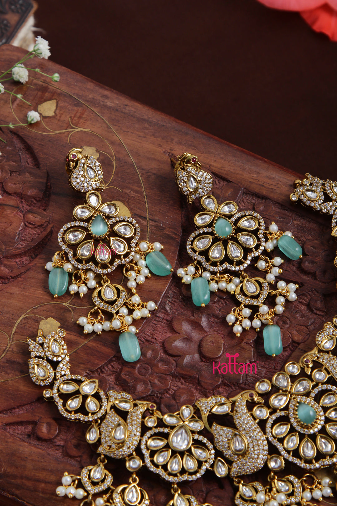 Jasmine - AD Semi Bridal light Green Choker