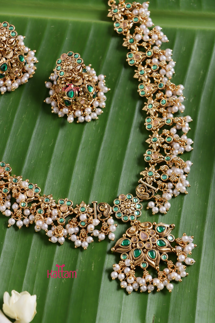 Mayil - Green Guttapusalu Choker Set