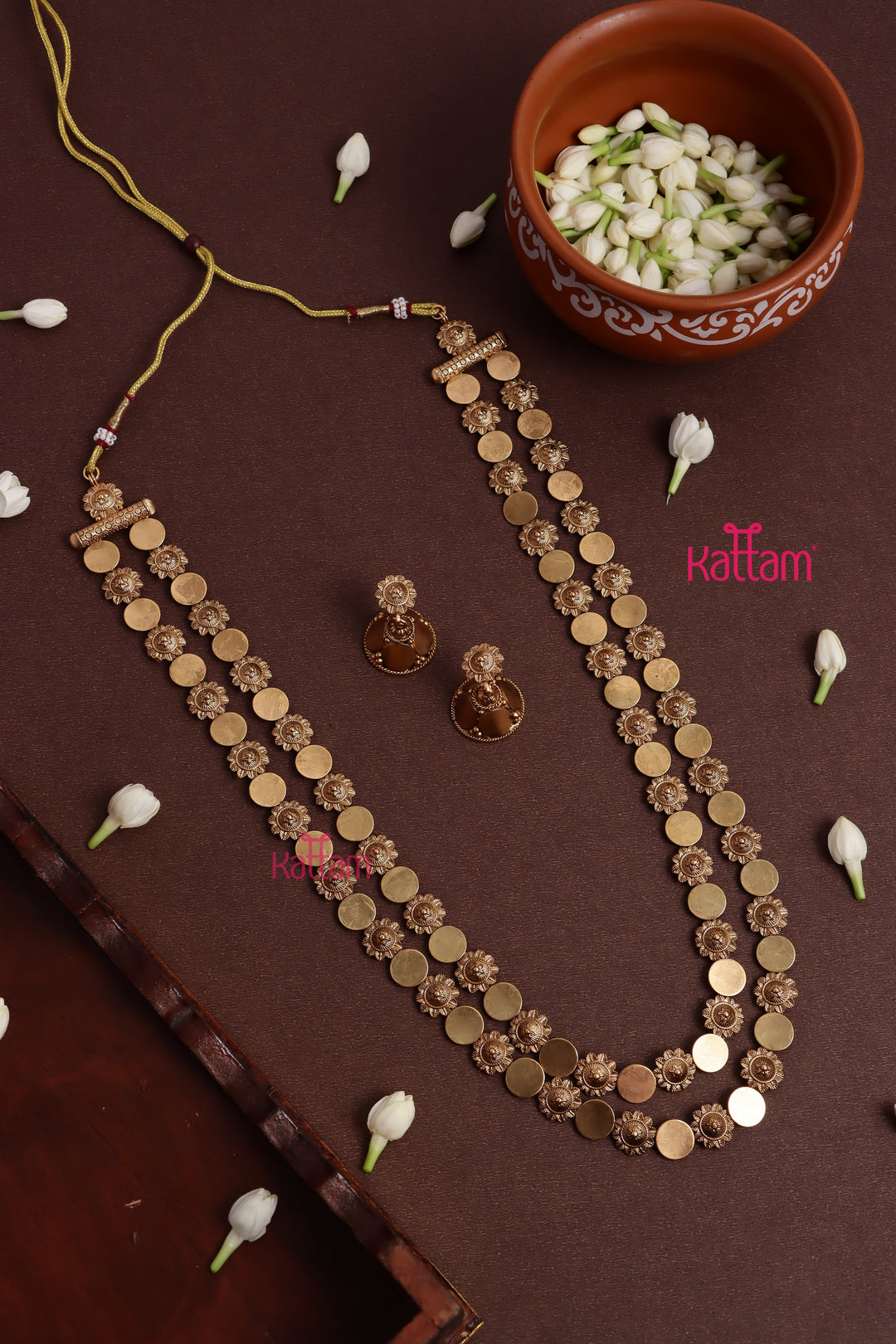 Prebook - Waiting Time Period 15 Working Days - Anju - Floral & Coin Double Layer Necklace