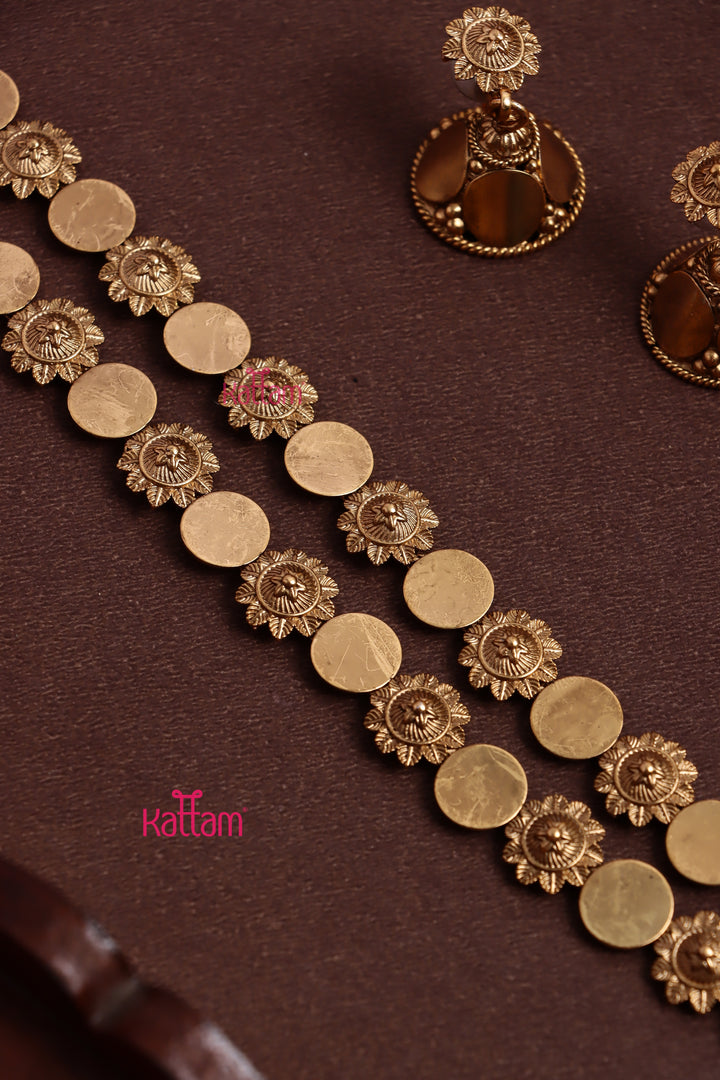 Prebook - Waiting Time Period 15 Working Days - Anju - Floral & Coin Double Layer Necklace