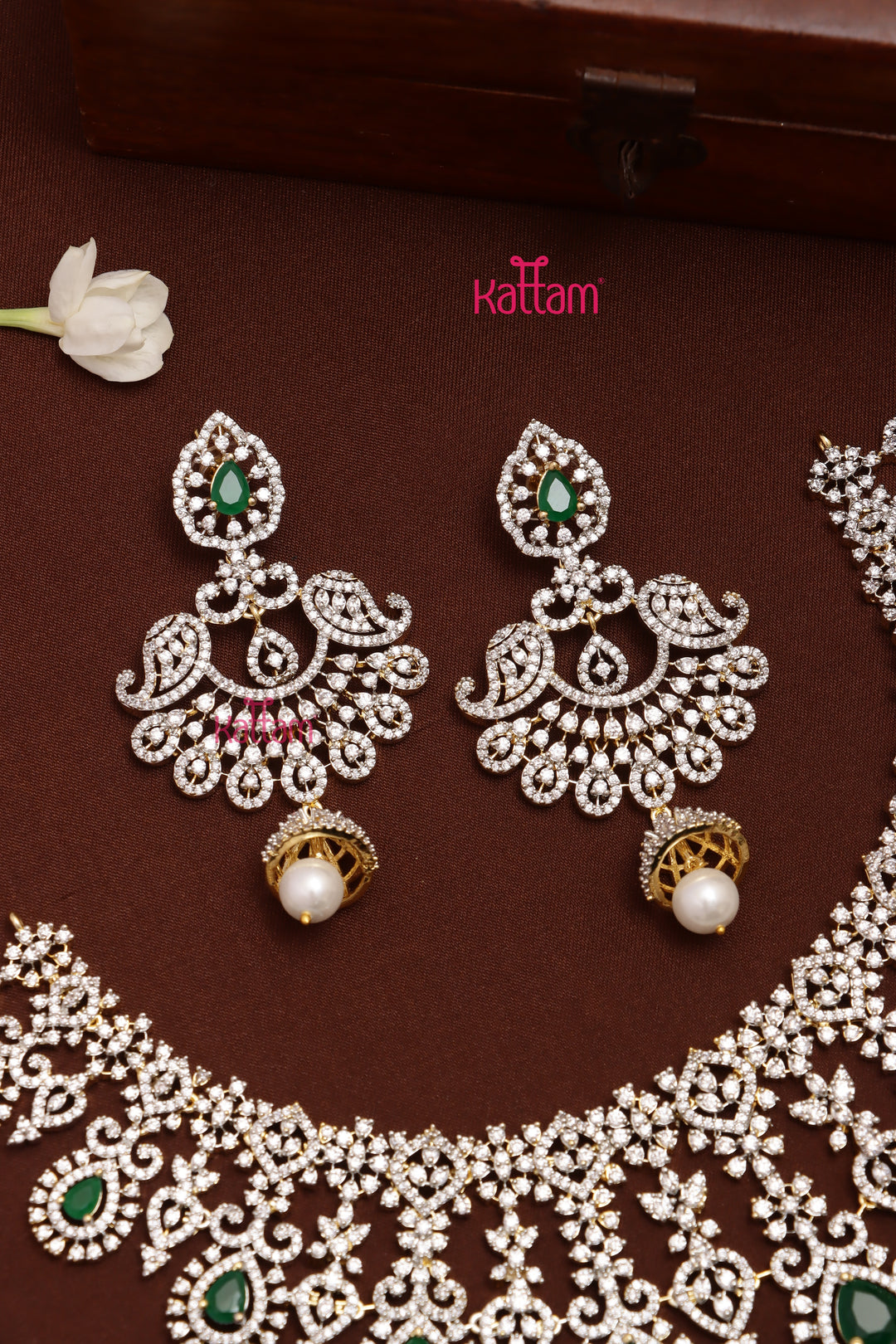 Irfana - AD Stone Semi Bridal Green Choker Set