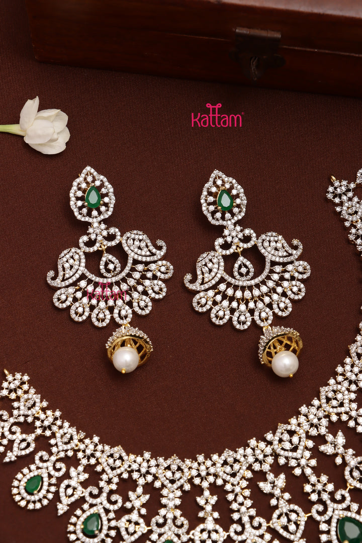 Irfana - AD Stone Semi Bridal Green Choker Set