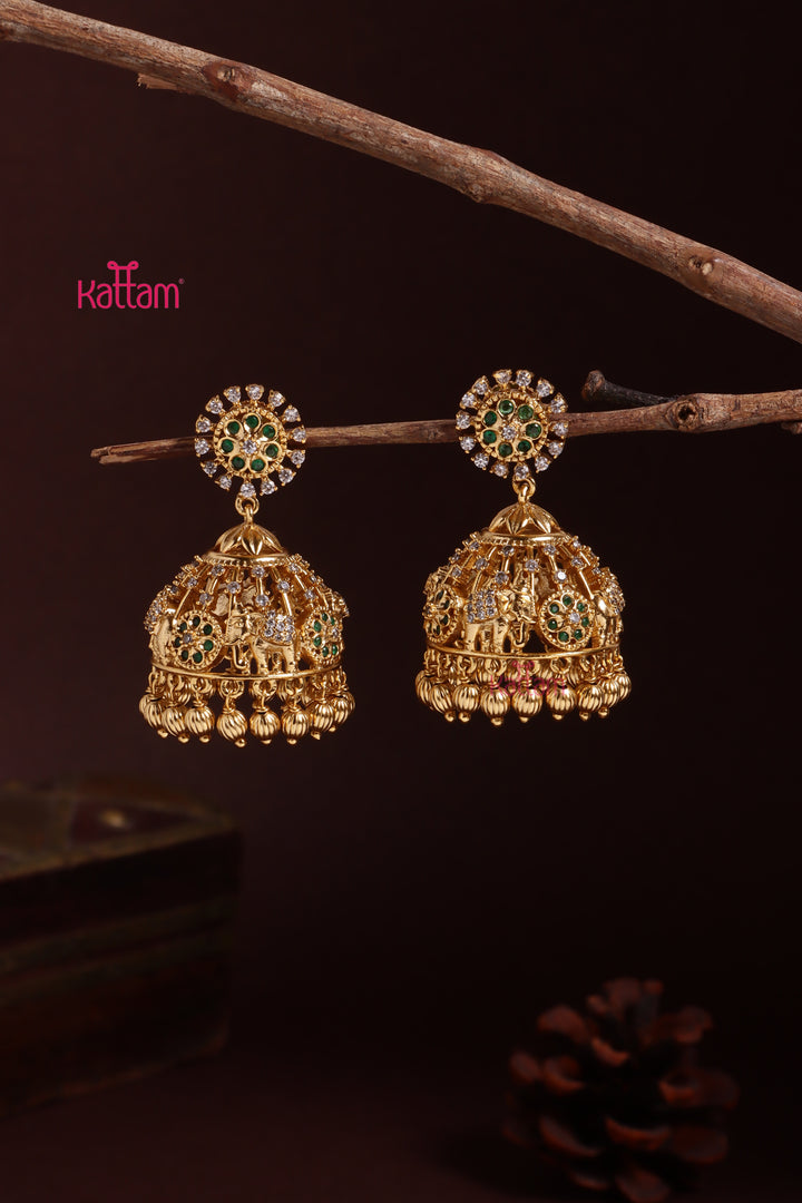 Goldtone Elephant Stone Jhumka