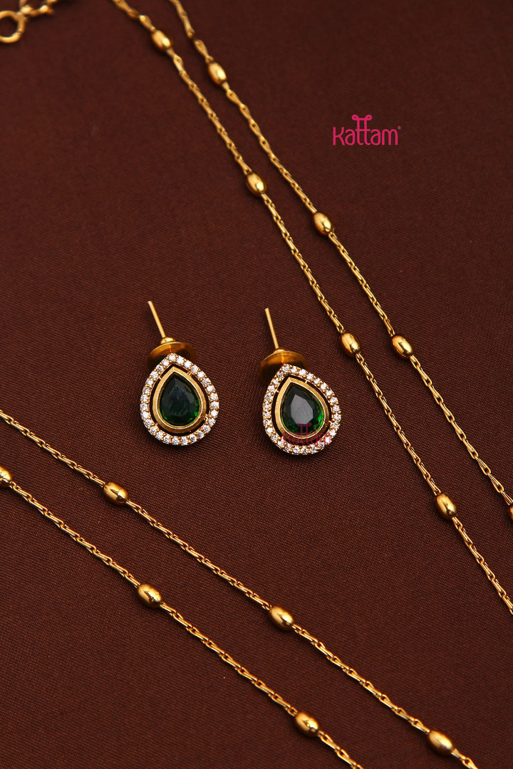 Swagatha - Layered Green Peacock Pearl Chain