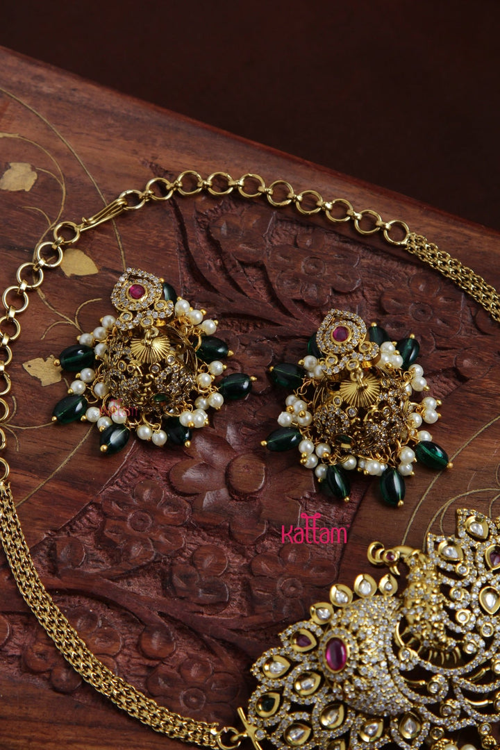 Aadhya - Grand Peacock Green Choker - N3084