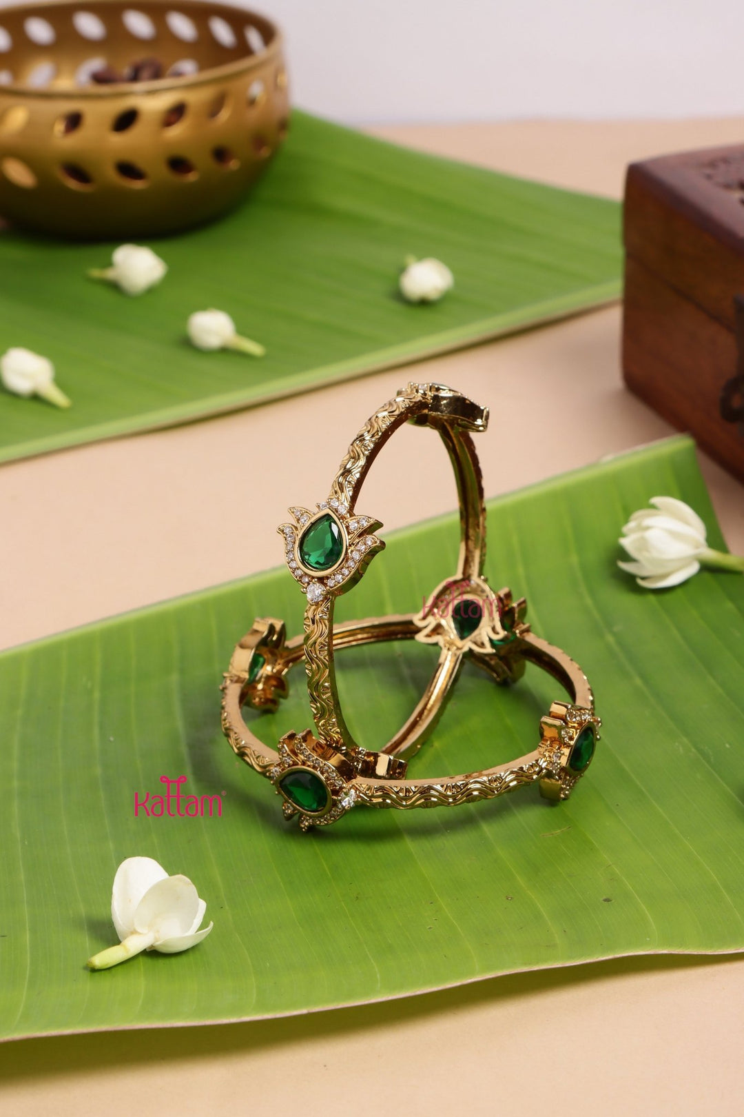 AD Green Drop Bangle Set - B555 - V4