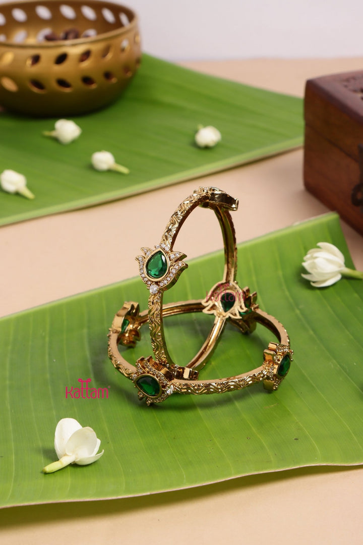 AD Green Drop Bangle Set - B555 - V4