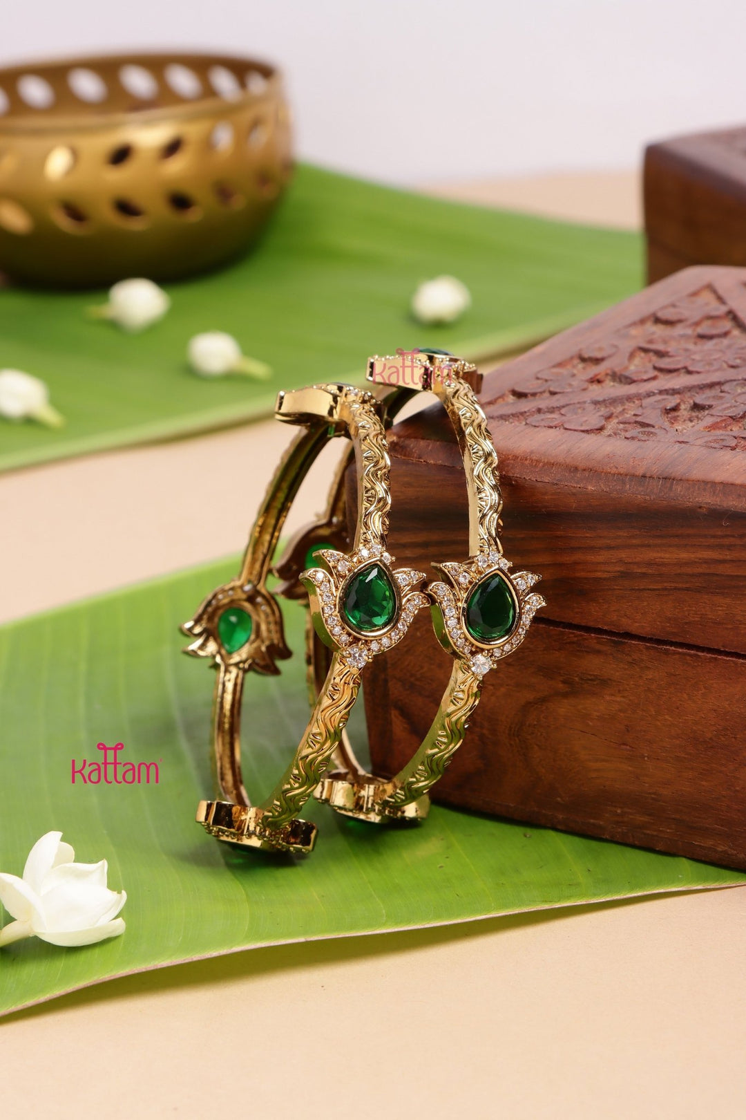 AD Green Drop Bangle Set - B555 - V4