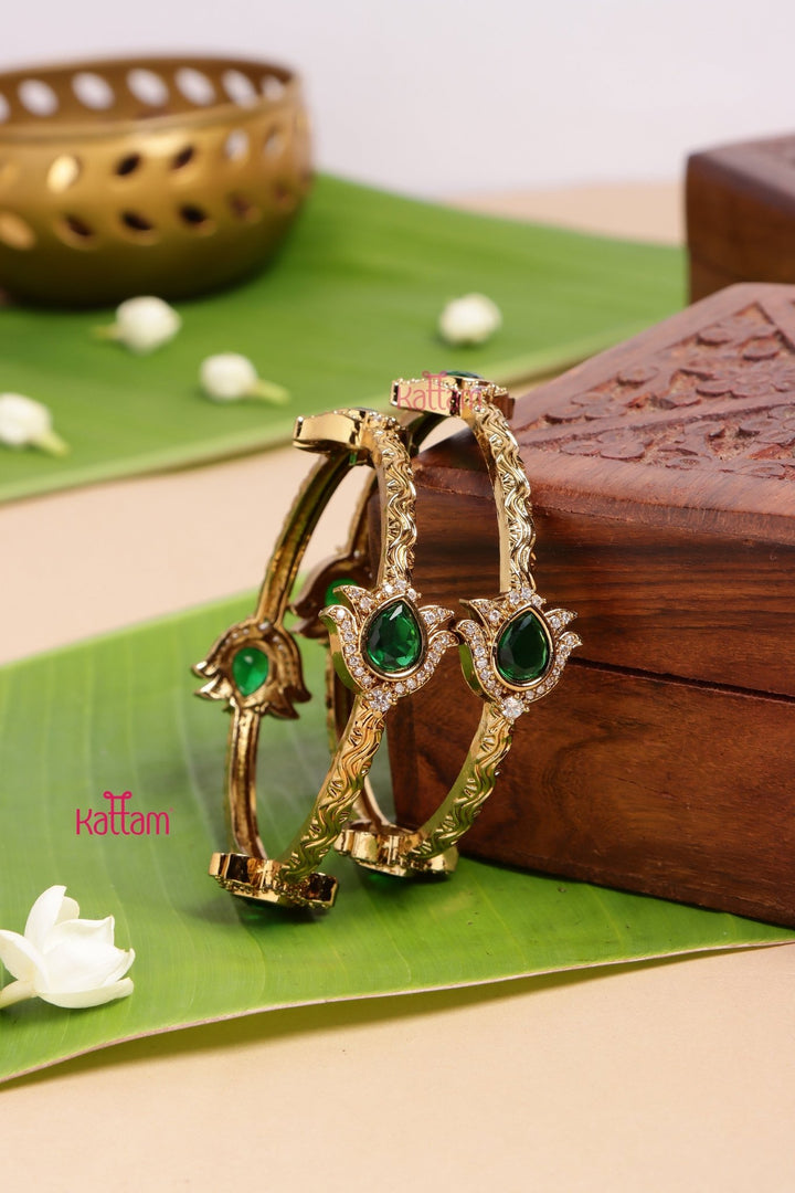 AD Green Drop Bangle Set - B555 - V4