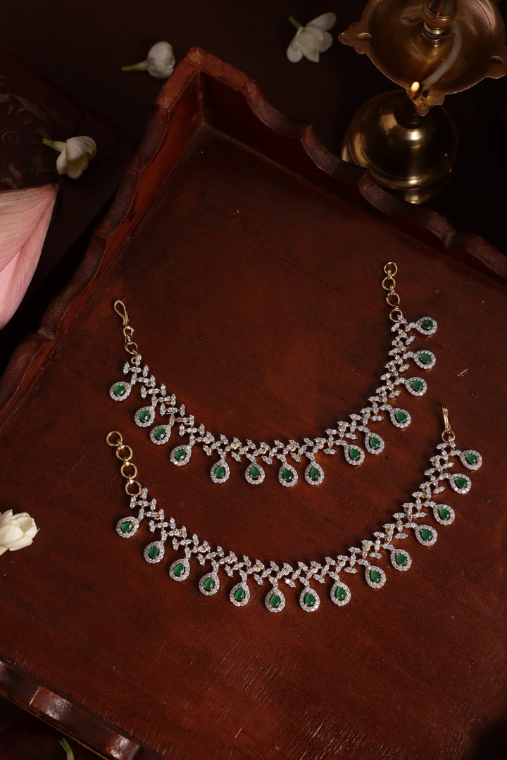 AD Green Drop Stone Earchain - EC084