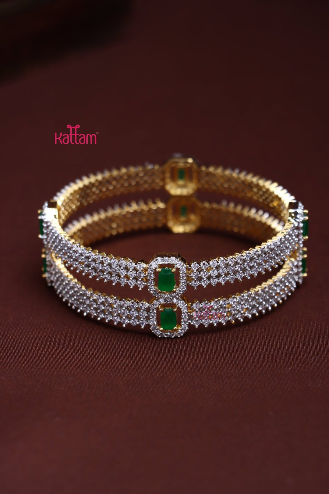 AD Green White Patterned Bangle - B584 - V6