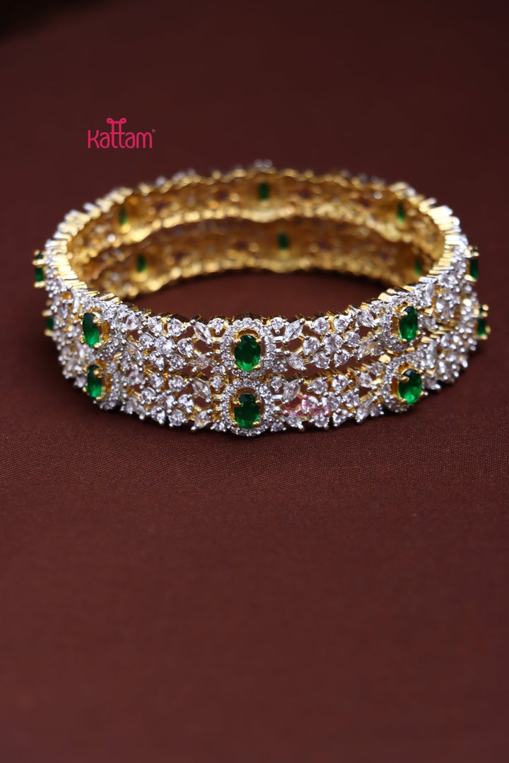 AD Leafy Flower Green Bangle - B585 - V4