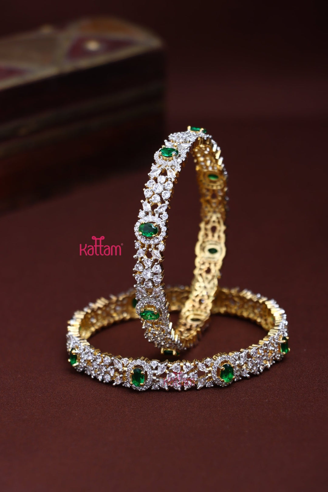 AD Leafy Flower Green Bangle - B585 - V4