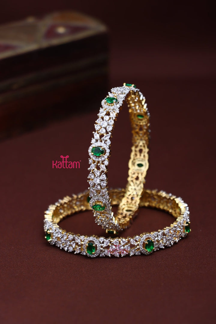 AD Leafy Flower Green Bangle - B585 - V4