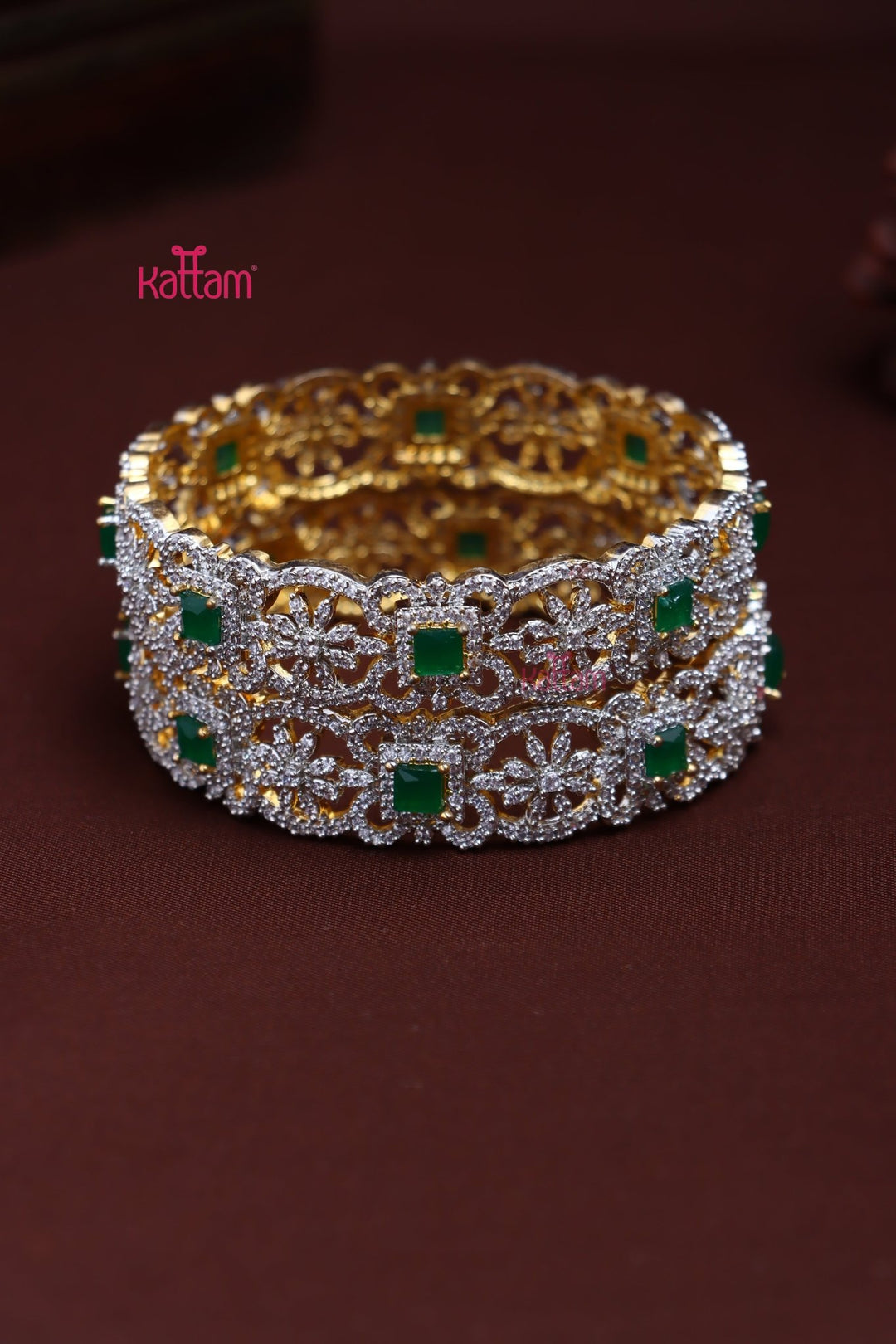 AD Monolisa Flower Green Bangle - B590 - V4