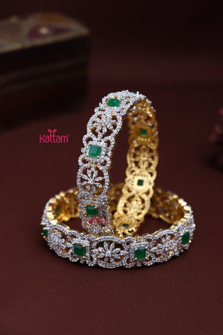 AD Monolisa Flower Green Bangle - B590 - V4