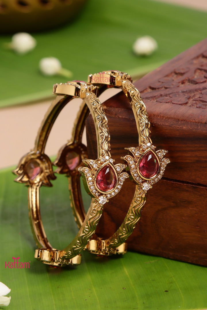 AD Ruby Drop Bangle Set - B554 - V4