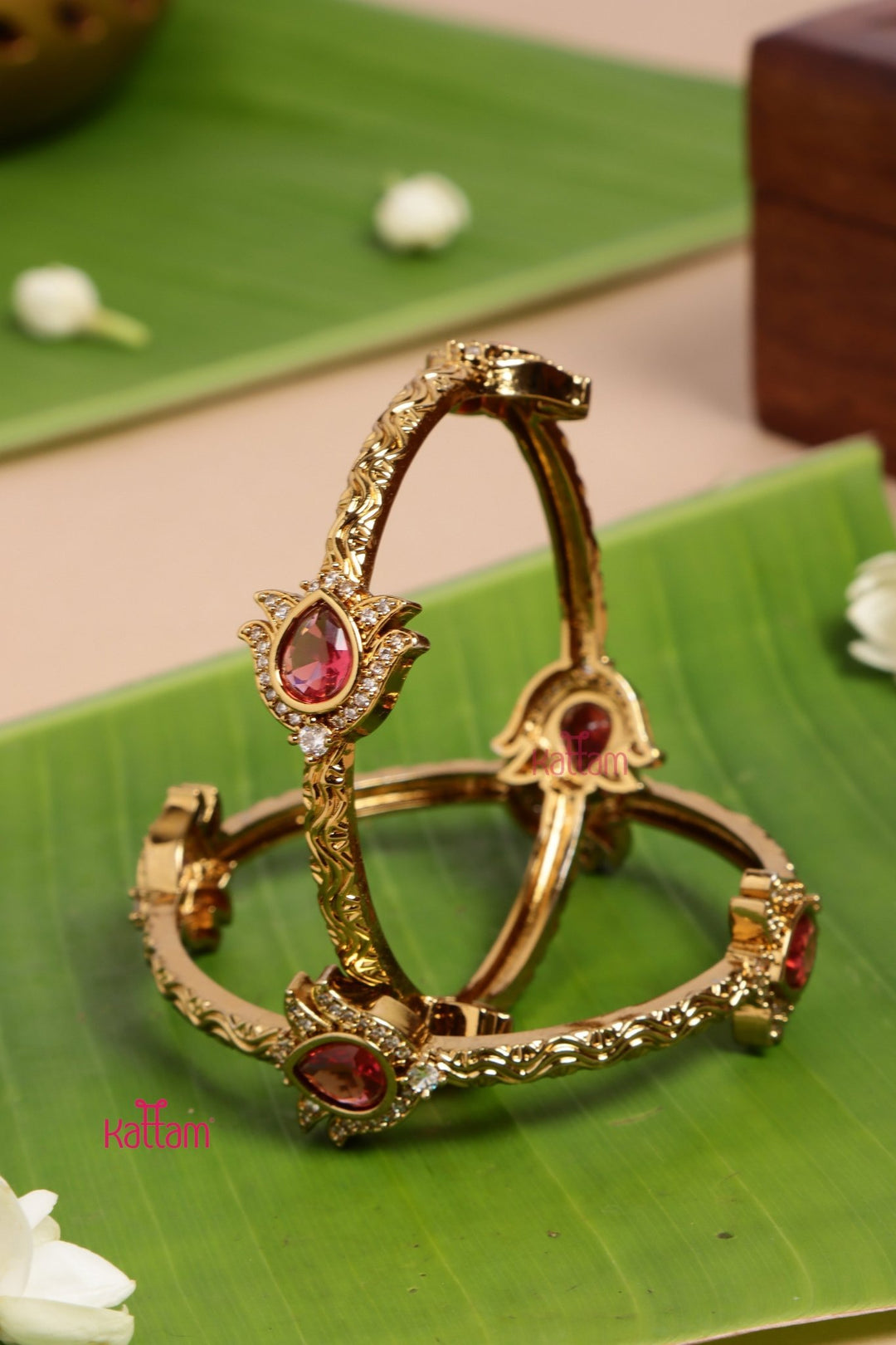AD Ruby Drop Bangle Set - B554 - V4