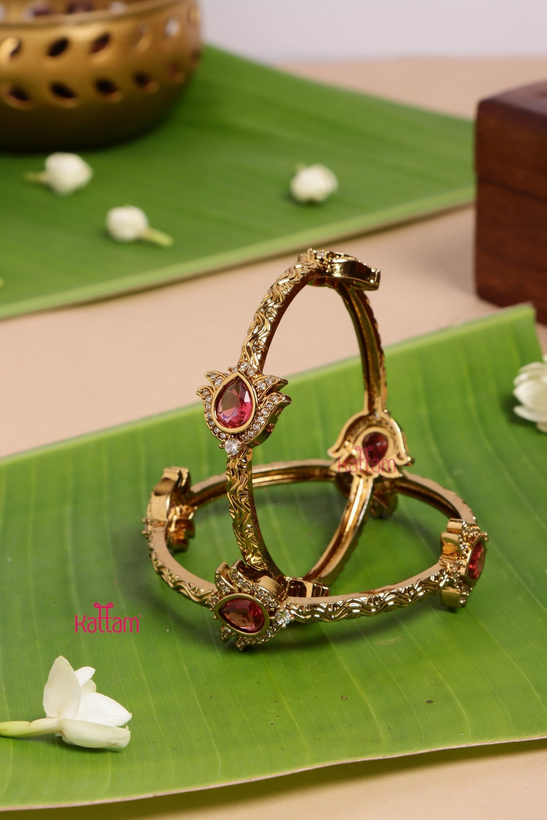 AD Ruby Drop Bangle Set - B554 - V4
