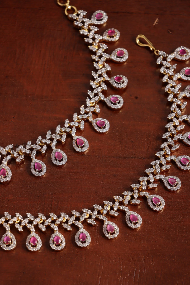 AD Ruby Drop Stone Earchain - EC083