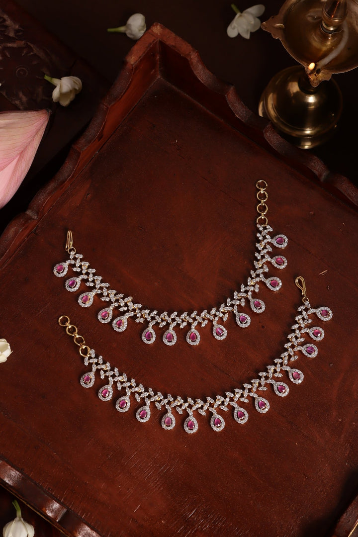 AD Ruby Drop Stone Earchain - EC083