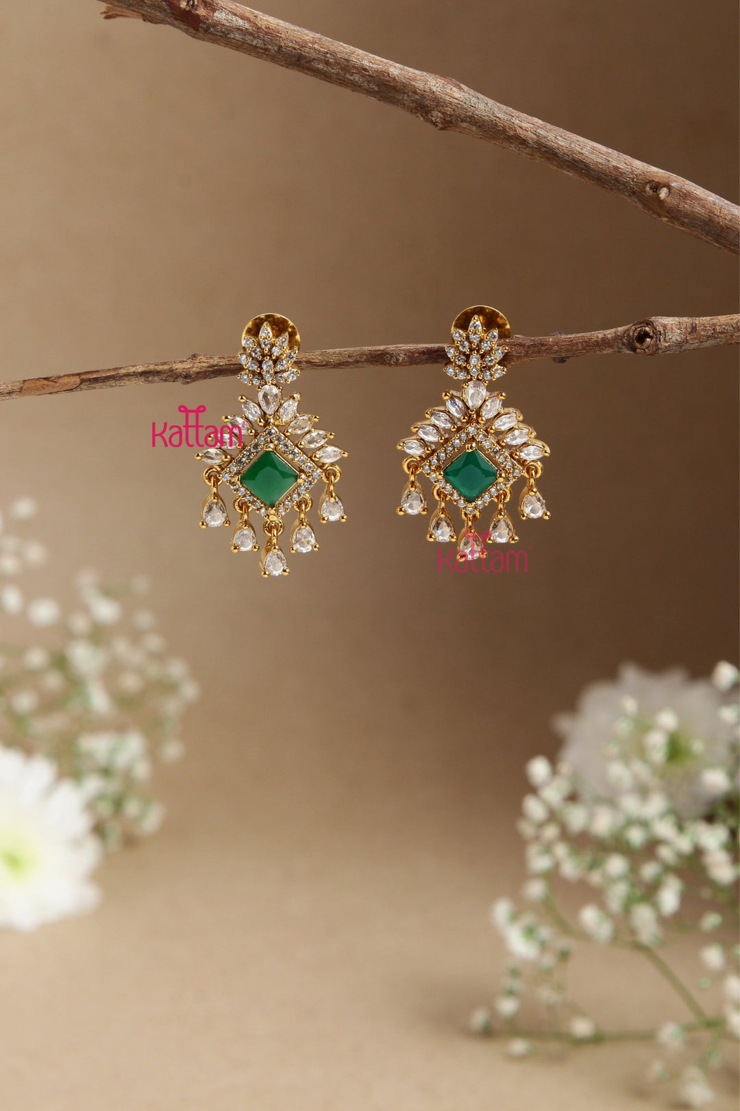 AD Stone Green Small Dangler - E859