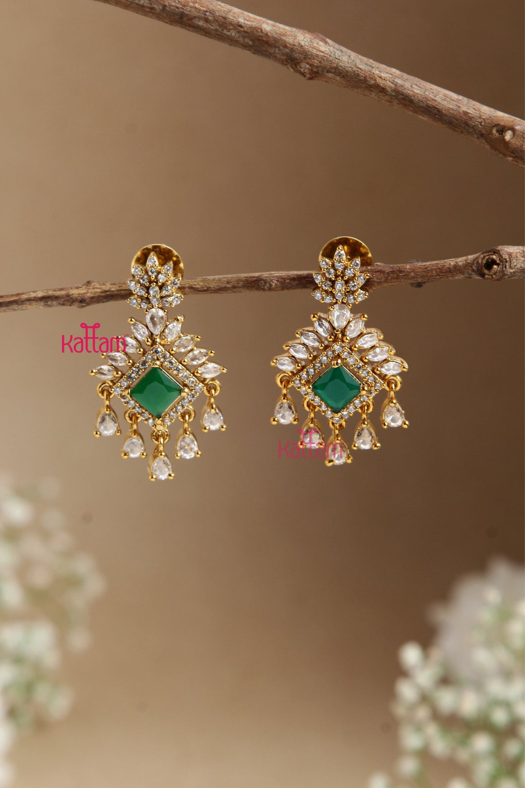 AD Stone Green Small Dangler - E859