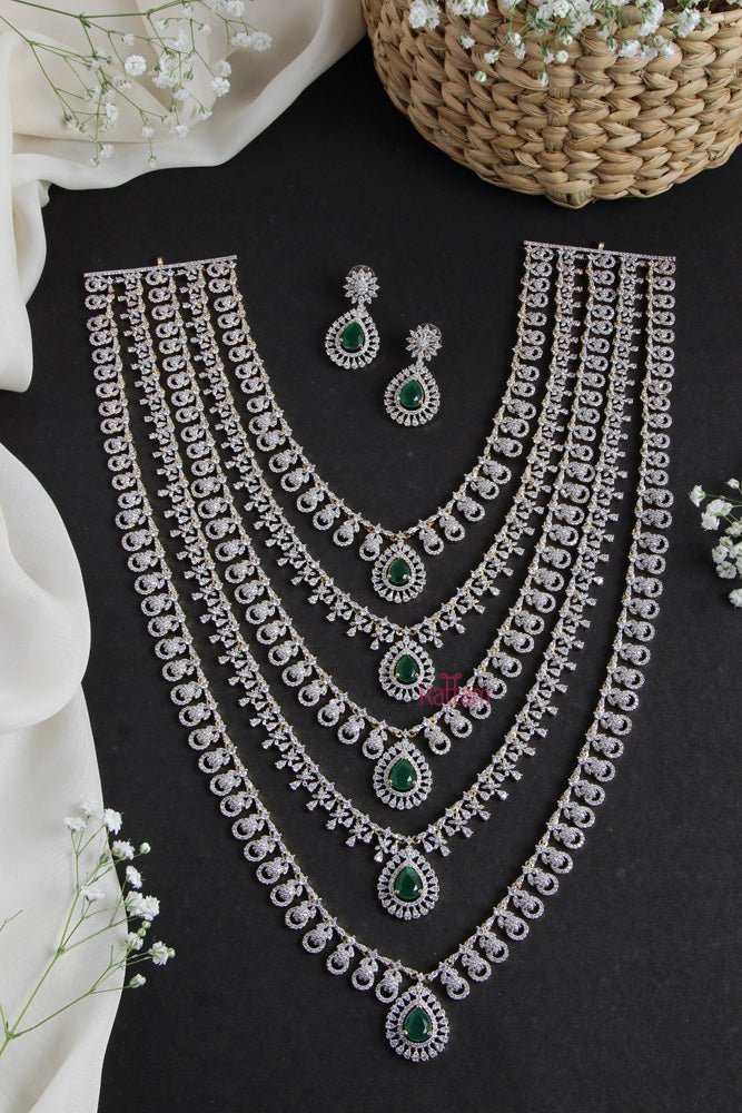 American Diamond Five Layered Bridal Neckwear Set - N5016