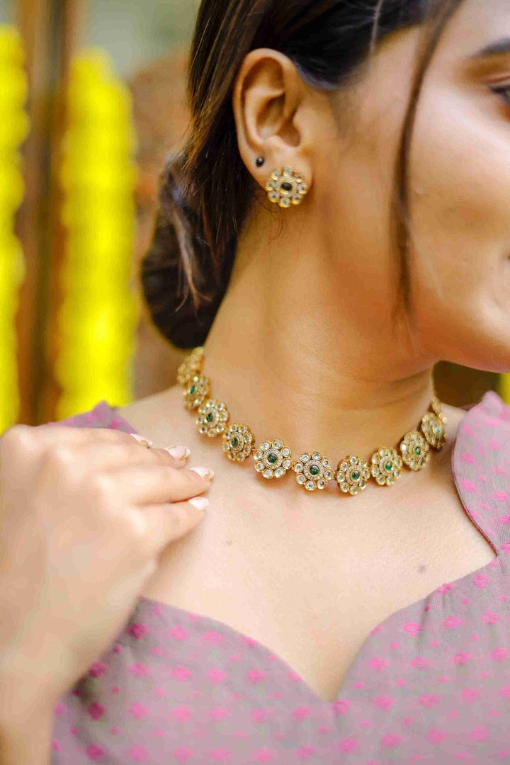 American Diamond Green Choker - N2748