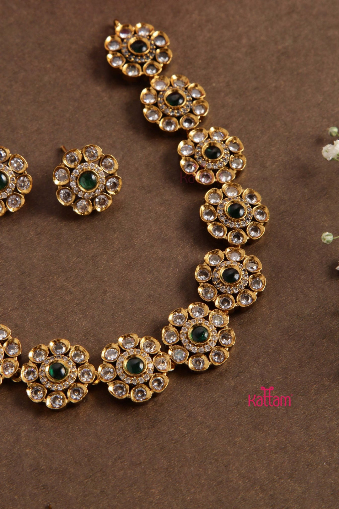 American Diamond Green Choker - N2748