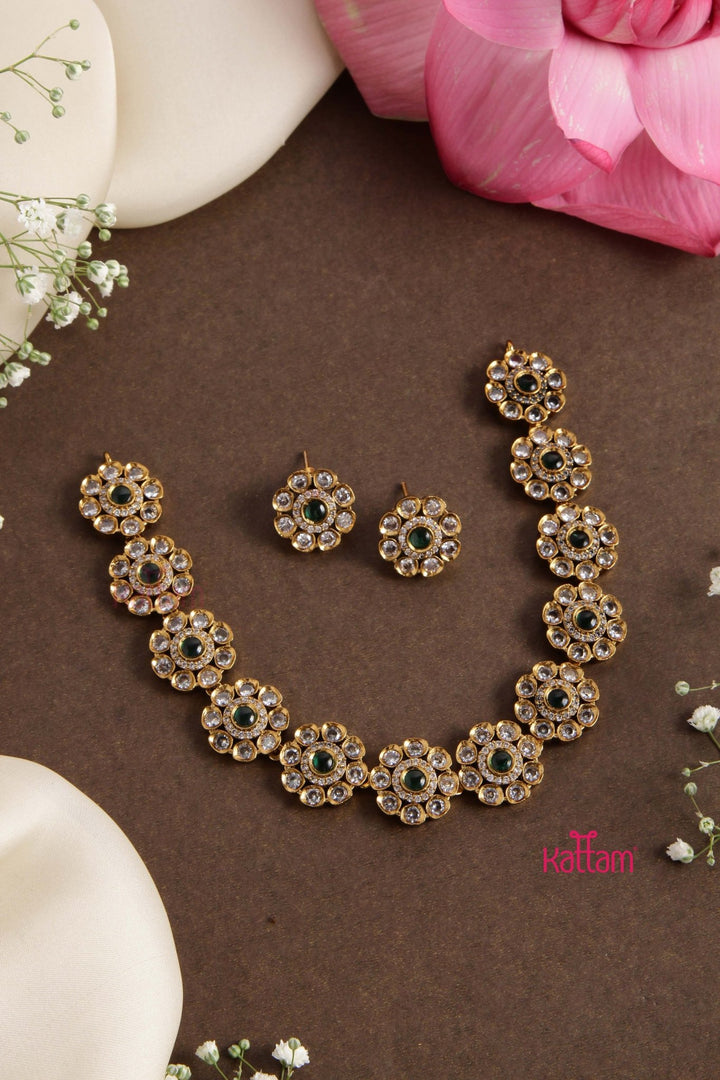 American Diamond Green Choker - N2748