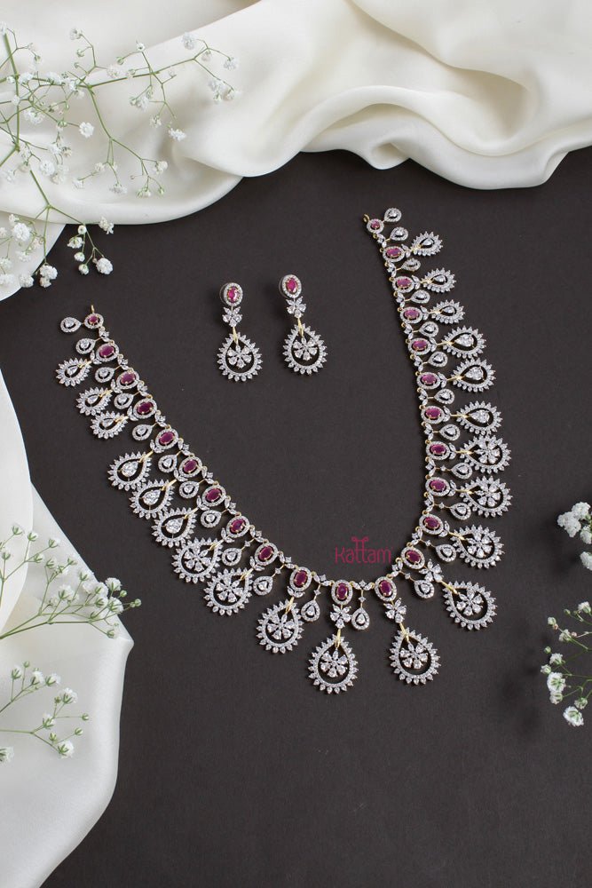 American Diamond Ruby Grand Stone Bridal Mid Haram