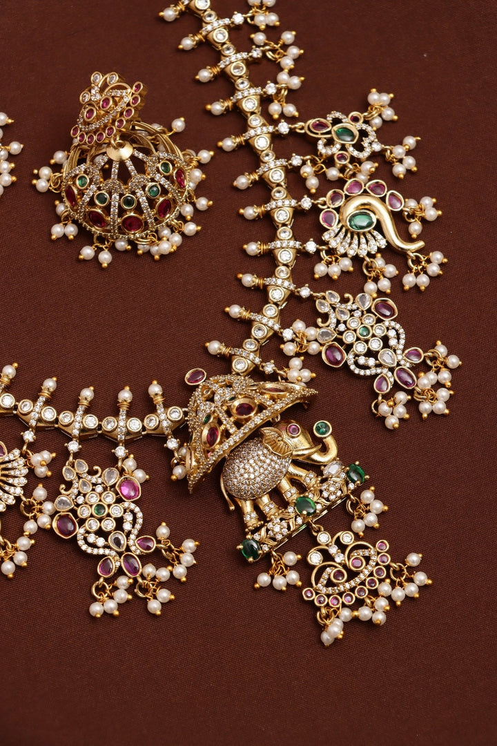 Anegha - Multistone Elephant Necklace - N3724