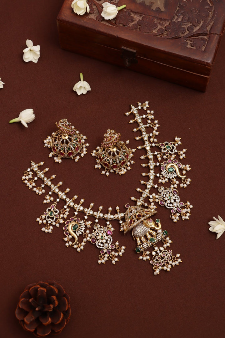 Anegha - Multistone Elephant Necklace - N3724