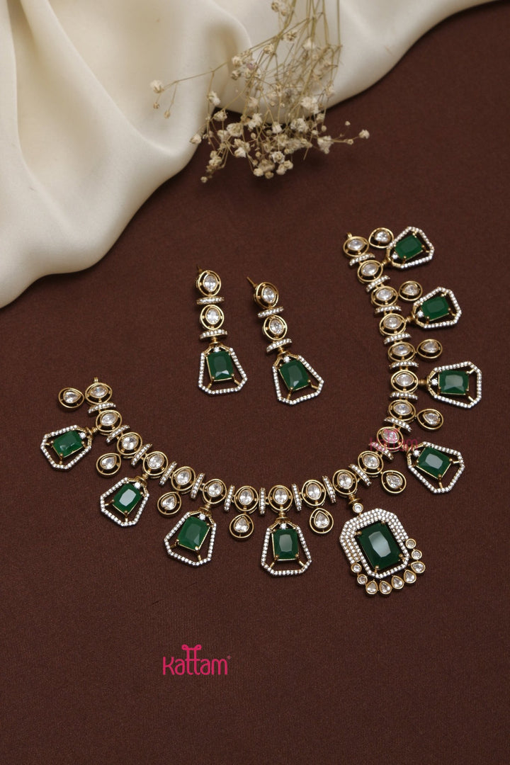 Anisha AD Green Stone Block Choker - N5230