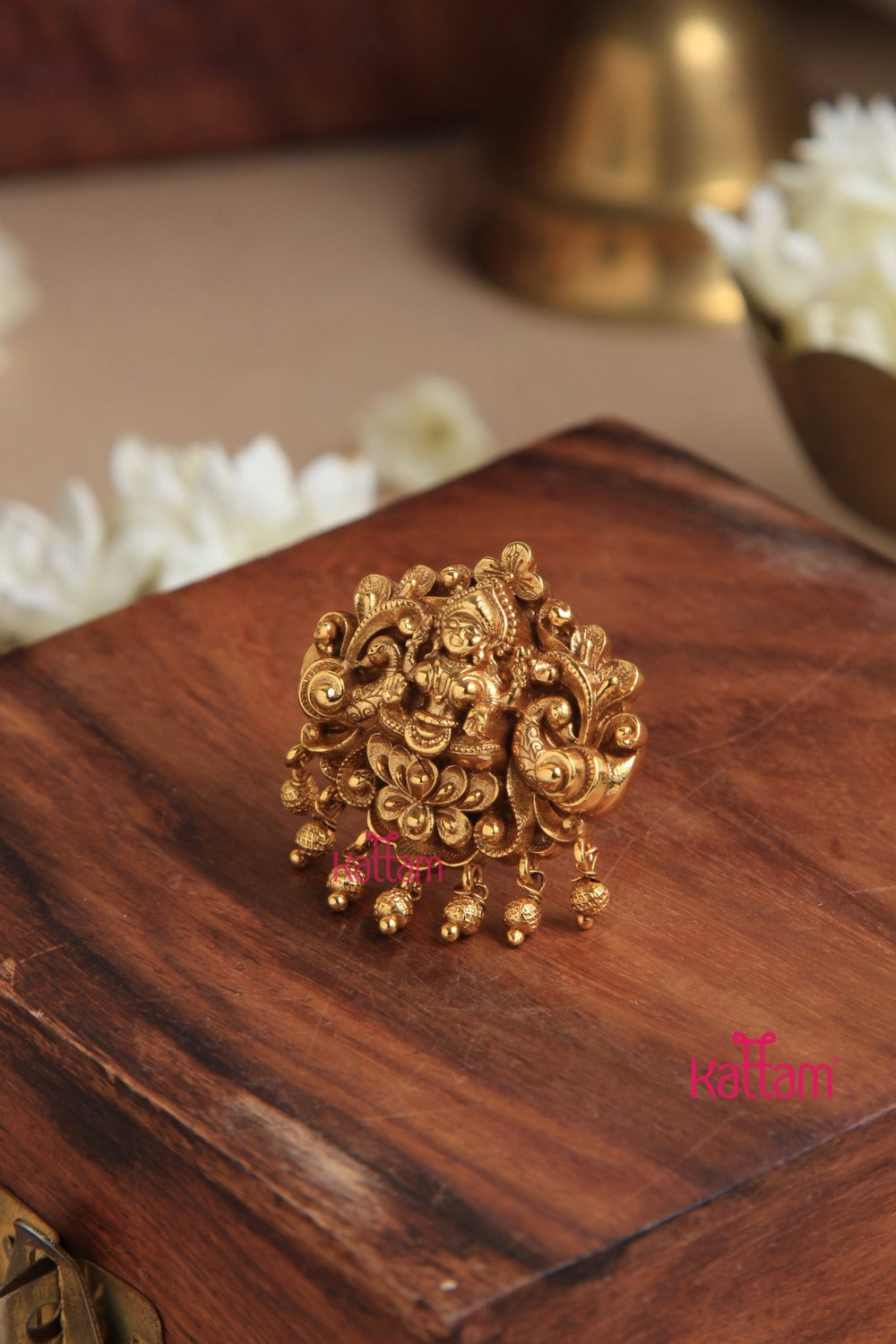 Antique Gold Lakshmi Adjustable Ring - R66