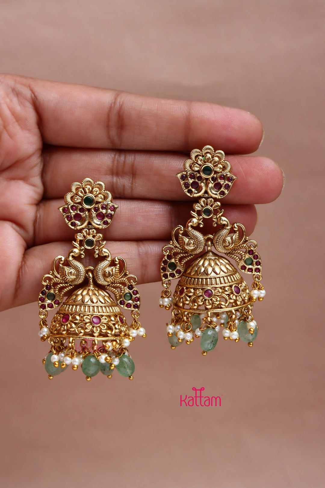 Antiquegold Peacock Bridal Jhumka - E1072