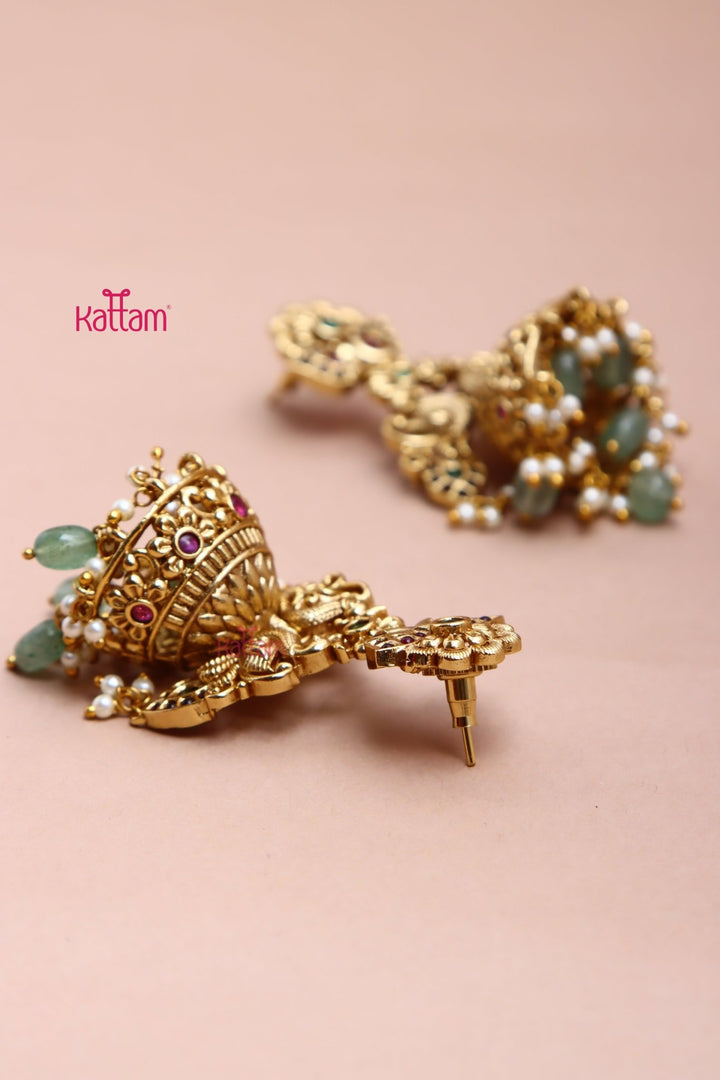 Antiquegold Peacock Bridal Jhumka - E1072