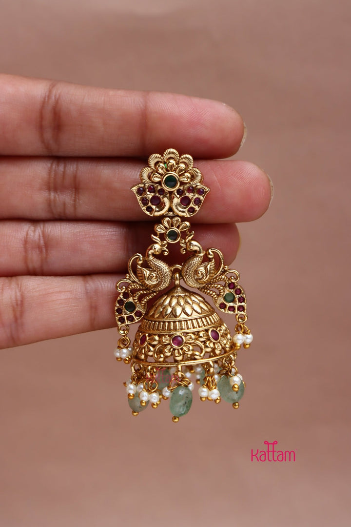 Antiquegold Peacock Bridal Jhumka - E1072