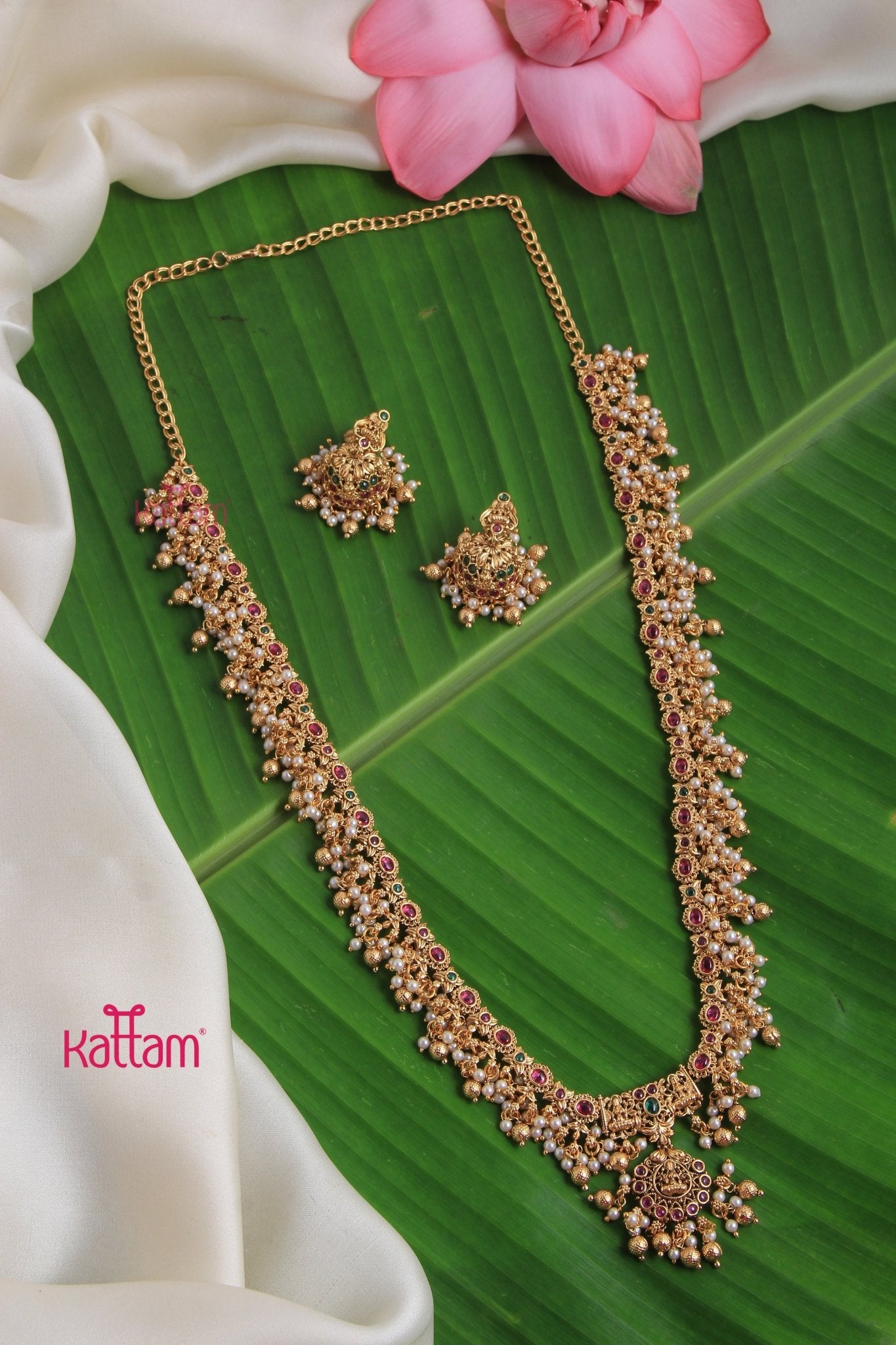 latest gold pearl haram designs Aruna Goddess Pearl Haram Kattam