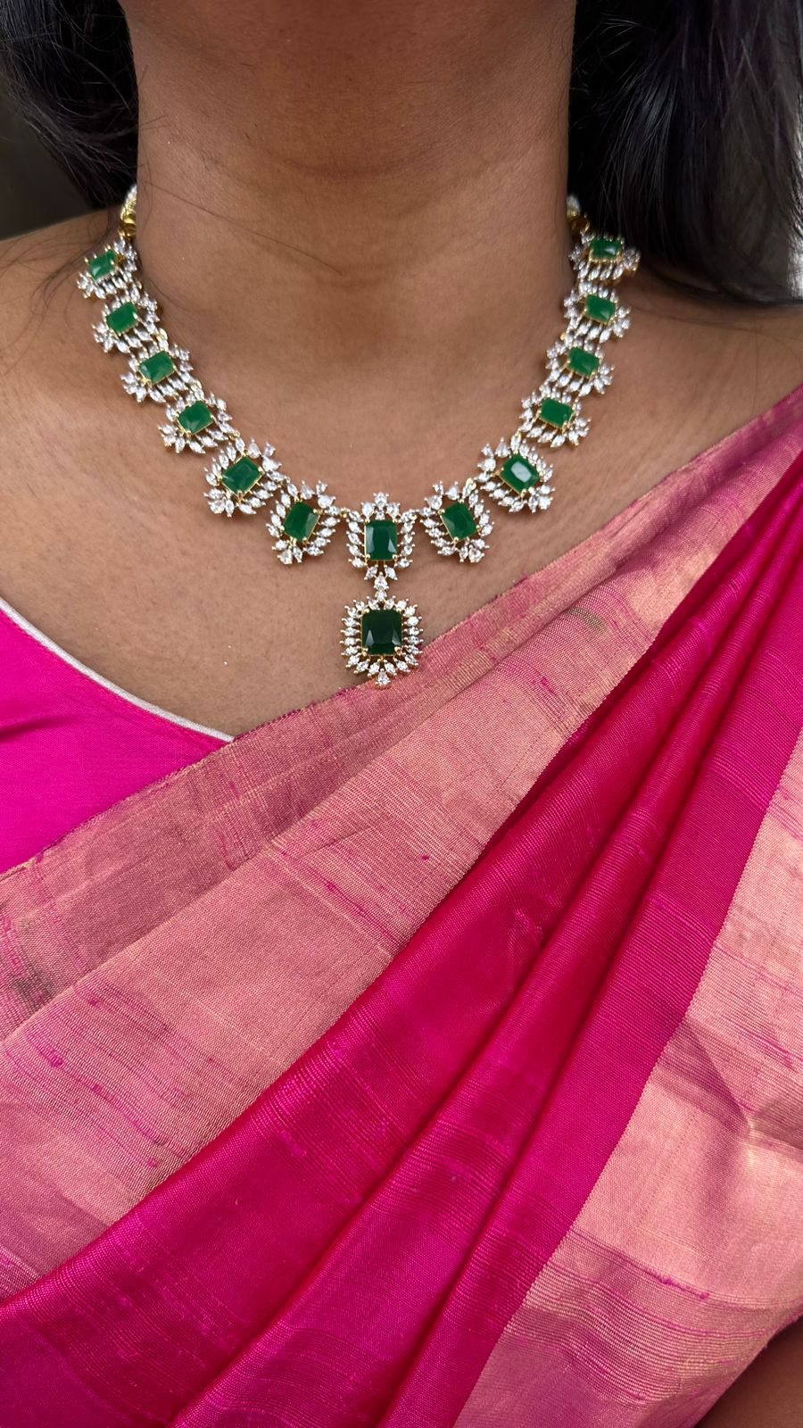 Aura - AD Green Stone Short Necklace - N2593