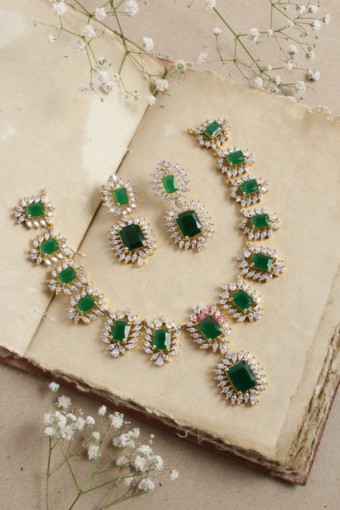 Aura - AD Green Stone Short Necklace - N2593