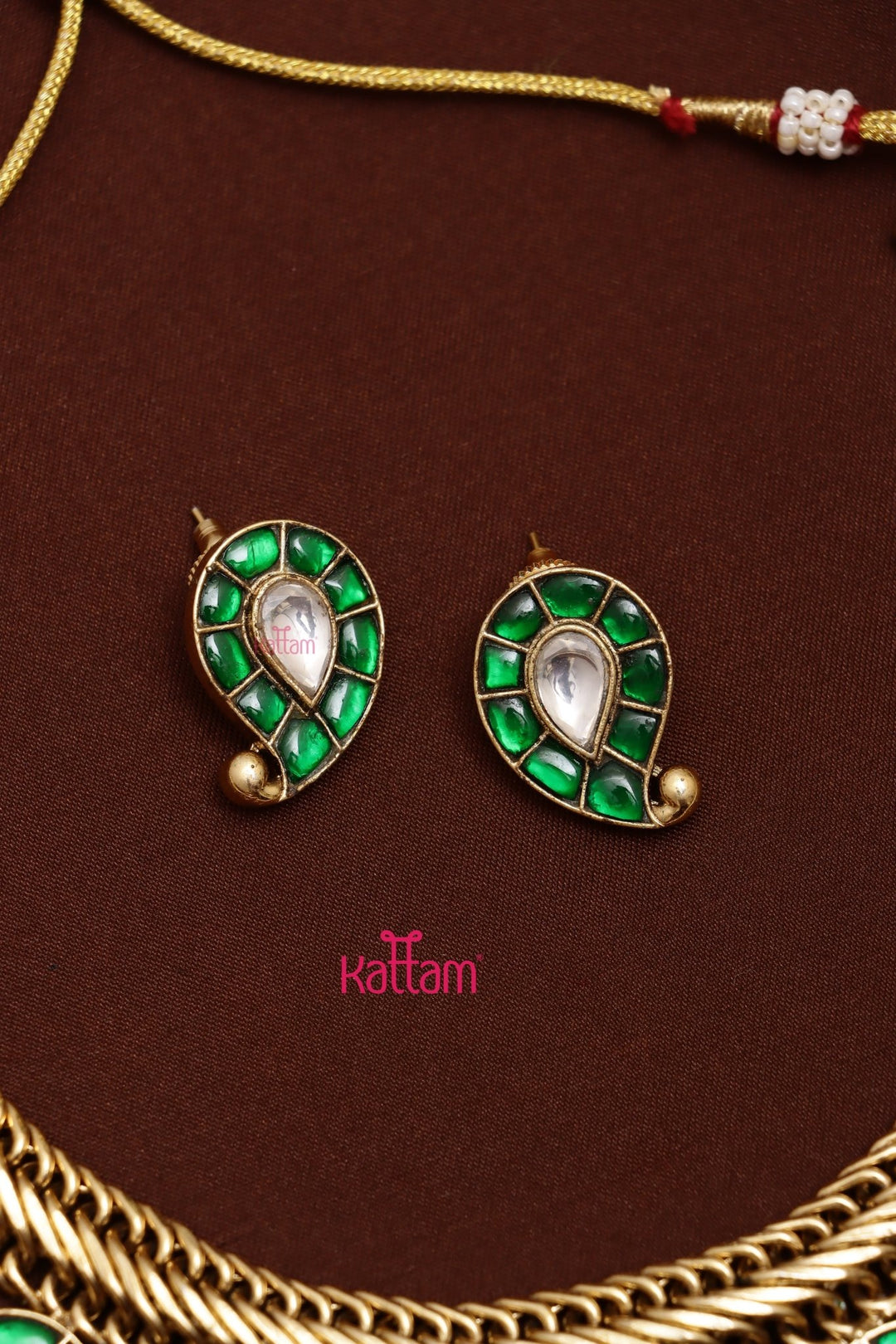 Bhairavi - Kundan Green Manga Stone Choker - N3587