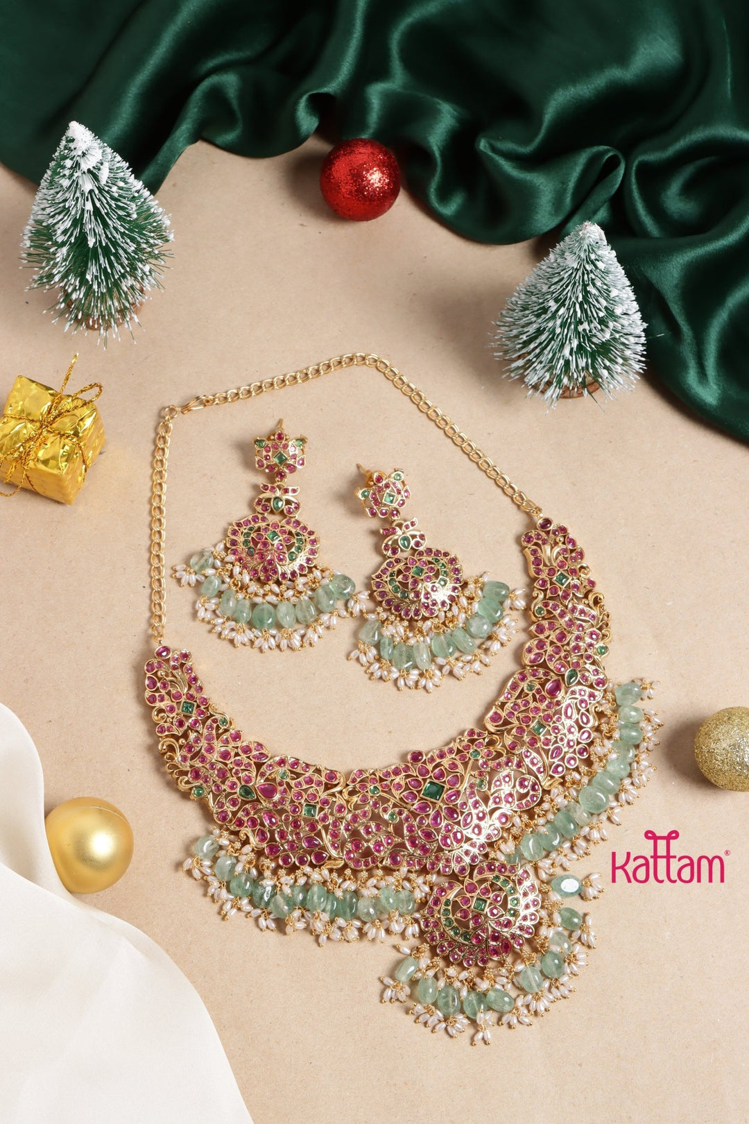 Bhavika - Bridal Green Beaded Choker Set - N3461