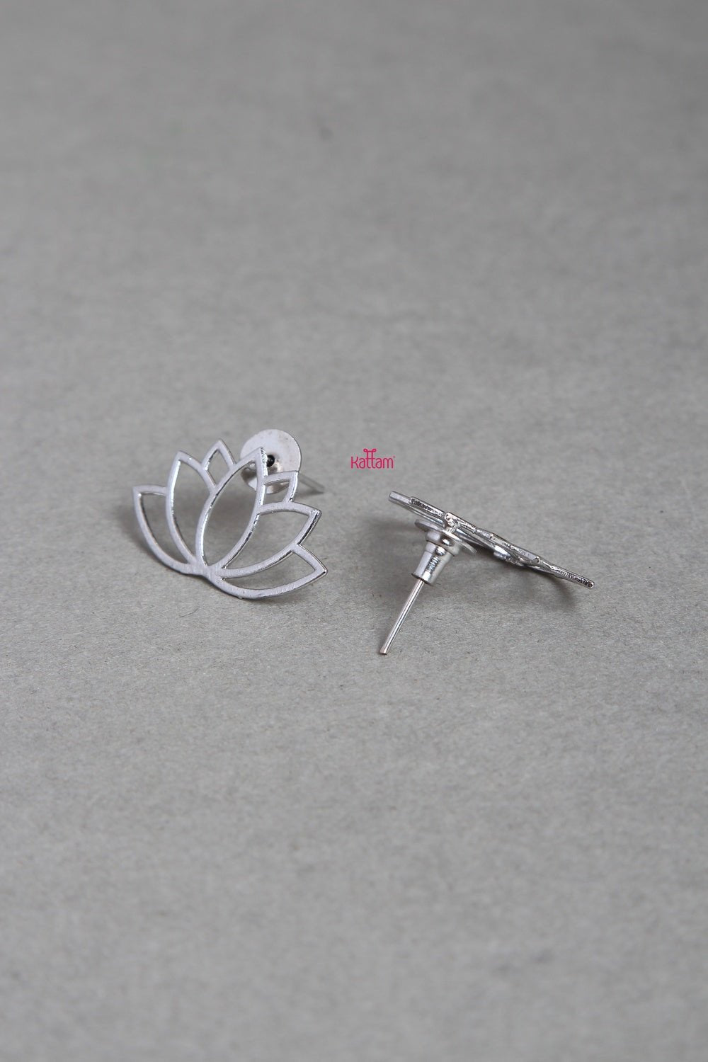 Big Oxidised Silver Lotus Earring - E111