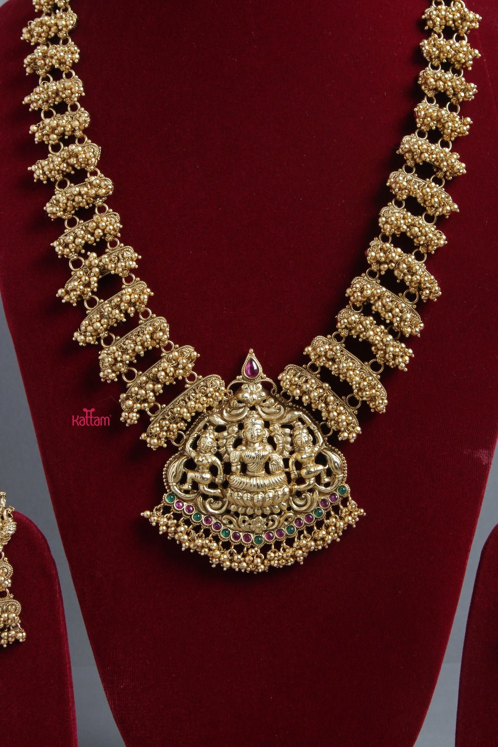 Bridal Grand Goddess Gold Trims Pendant Guttapusalu - N1200