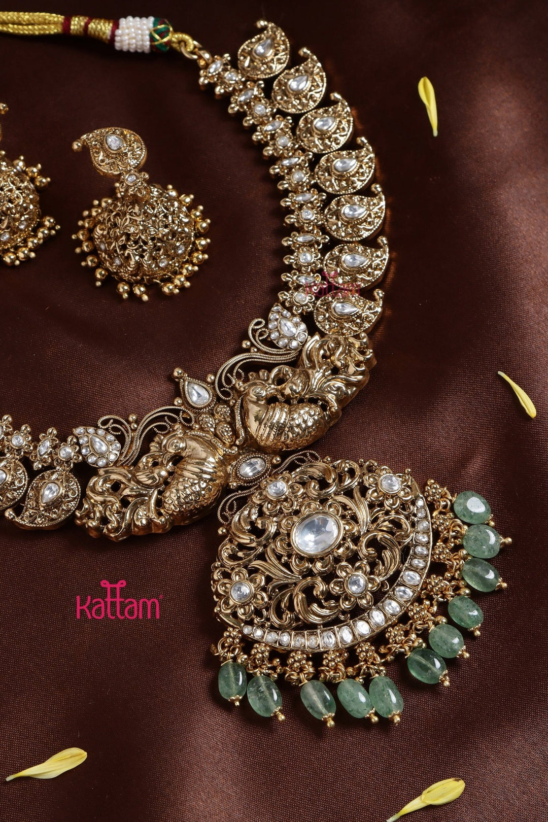 Bridal Peacock Green Bead Necklace - N3249